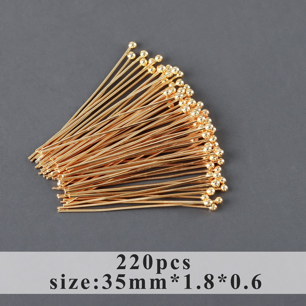 Alfinetes para confecção de jóias, 18k banhado a ouro. 25 g/lote