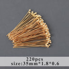 Alfinetes para confecção de jóias, 18k banhado a ouro. 25 g/lote