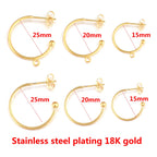 Conjunto de 10 pinos de brinco de aço inoxidável banhados a ouro 18K, 1520/25 mm, com argola…