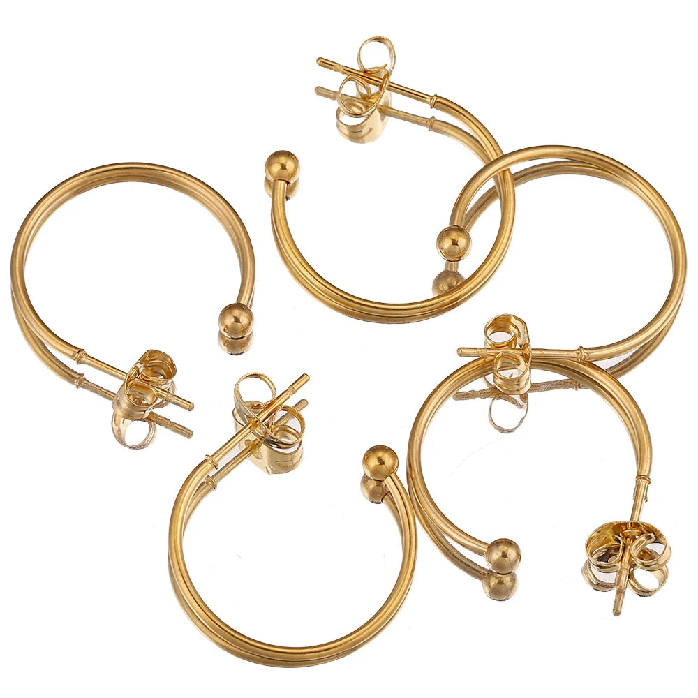 Conjunto de 10 pinos de brinco de aço inoxidável banhados a ouro 18K, 1520/25 mm, com argola…