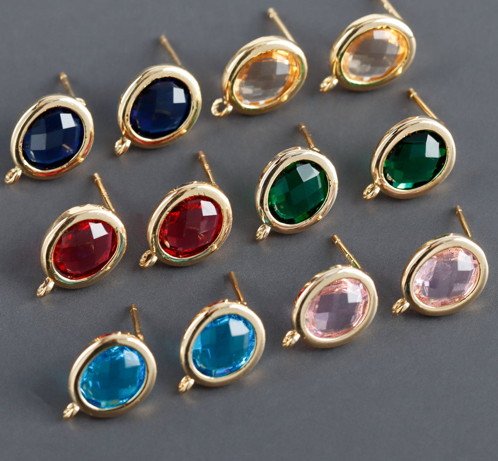 Acessórios de joias, brinco de tachas, banhado a ouro 18k, fabricação de joias, 6 pçs/lote