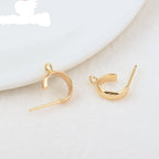 Lote com 10 Bases de brincos meio circulo de alta qualidade banhado a ouro 24 K com 10 mm e 11 mm para fazer acessórios em semijoias