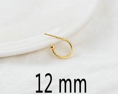 Base para Brincos Meia Lua lote com 10PCS com 12mm, 15mm ou 20mm  Banhado a Ouro 24K Para Fazer Jóias e Acessórios